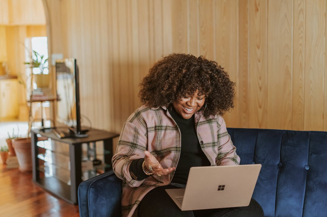 client using laptop